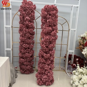 ดอกไฮเดรนเยียประดิษฐ์สีชมพูอมเทาแบบเรียบหรู รุ่นใหม่ล่าสุด เหมาะสำหรับตกแต่งงานแต่งงานและงานปาร์ตี้  แถวดอกไม้สีชมพูอมเทา - Product Image 3