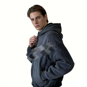 Sweat à capuche surdimensionné vintage personnalisé pour homme, 100 % coton épais, avec fermeture éclair, style streetwear, imprimé numérique, coupe courte, pour l'automne - Product Image 5