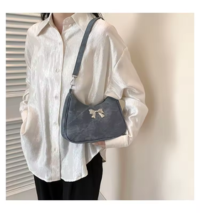 Nouveau Sac à Main Rétro pour Femme, Grande Capacité, Porté Épaule, avec Nœud Texturé et Fermeture Éclair, Idéal pour l'Automne - Product Image 6