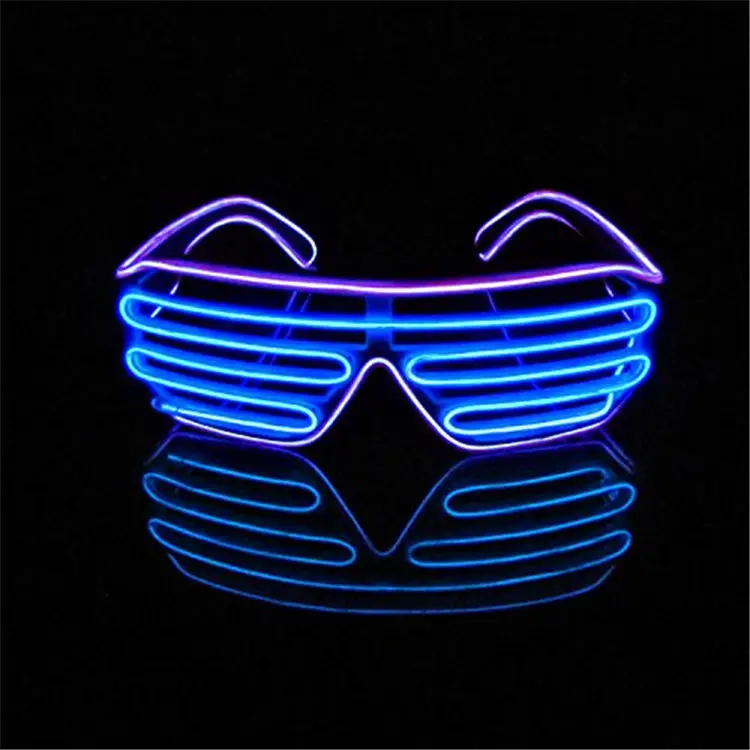 Yeni yıl hediye yanıp sönen gözlük gözlük gölge ışık malzemeleri EL tel LED Glow parti Neon gözlük