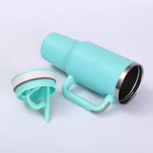 Gobelet isotherme de haute qualité, grande capacité 40oz, pour voiture, avec paille, poignée portable, pour extérieur et voyage, maintien au chaud 6-12 heures - Product Image 4
