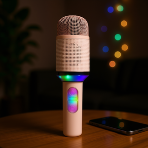 Micrófono Led H9, micrófono portátil rosa con Bluetooth, Karaoke inalámbrico, canto con luces Rgb para teléfono Universal - Product Image 2