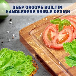 Planche à découper en bois d'acacia double face épaisse personnalisée, planche de boucher, planche à charcuterie en bois pour la cuisine - Product Image 4