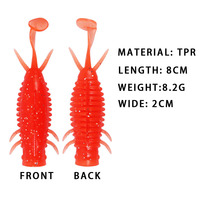 Vente chaude 2025, appât de pêche artificiel souple en TPR, 8 cm, 8,2 g, 6 couleurs, ver fait à la main, appât de pêche en mer souple