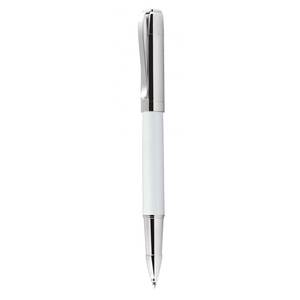 Bolígrafo Rollerball de Metal con Tapa Cromada Blanca, Diseño Clásico, Instrumento de Escritura - Product Image 1