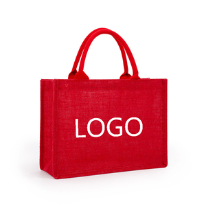 <span class=keywords><strong>Sac</strong></span> fourre-tout en toile de jute personnalisé avec logo, écologique, <span class=keywords><strong>petit</strong></span> format, pour cadeaux publicitaires, avec surpiqûres colorées, <span class=keywords><strong>sac</strong></span> de shopping en jute <span class=keywords><strong>rouge</strong></span> vierge - Product Image 1