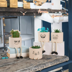 Vendita calda argilla viso vaso fioriera gambe Japandi contemporaneo simpatico animale casa centro commerciale piano ufficio moderno <span class=keywords><strong>romano</strong></span> antico <span class=keywords><strong>giardino</strong></span> - Product Image 2