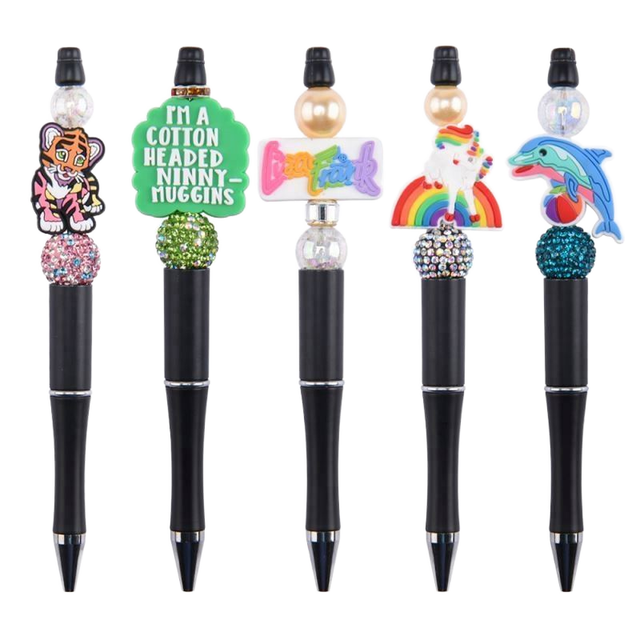 Custom New Design Silicone Focal Beads Flowers Design Pen Charms for Pen Making PVC Beads