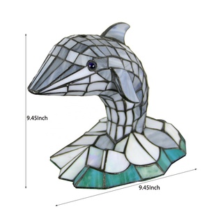LongHuiJing Antique Stained Glass Dolphin Pattern Lampshade Tiffany Lamp for Hotel Decoration - Product Image 6