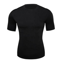 Très respirant entraînement Fitness porter séchage rapide à manches courtes Compression chemise noire coupe ajustée couches de base muscle t-shirt