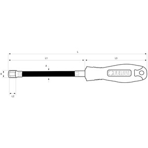 Llave de Tubo Flexible Fervi con Mango, Longitud de Accionamiento 10mm L1 L3 - Product Image 1
