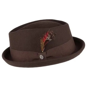 Brown Fedora <b>Hat</b> for <b>Men</b> <b>Winter</b> Casual Party Travel Outdoor Ribbon Band Feather Accent - Product Image 2