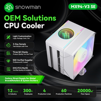 SNOWMAN Kipas Pendingin CPU ARGB Kecerahan Tinggi 4 Pipa Tembaga PWM4pin Performa Tinggi untuk AM4 AM5 LGA 2011 Casing Gaming