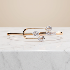 Brazalete de Diamantes con Halo de Perlas para Mujer – Brazalete de Tres Piedras con Diseño de Tridente, Diamantes DEF CVD de Laboratorio en Oro Sólido de 9K, 10K, 14K y 18K, Joyería Fina - Product Image 1