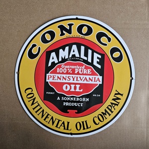 Letreros de Porcelana Esmaltada Vintage de Gasolina y Petróleo <span class=keywords><strong>Conoco</strong></span> Amalie, Venta al por Mayor con Descuento - Product Image 1
