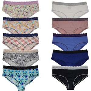 FOXA Paquete de 10 bragas de bikini para mujer, de cintura alta, microfibra, nailon, spandex, ropa interior sin costuras - Product Image 5
