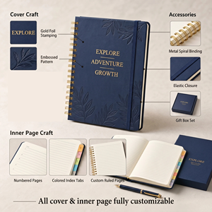 Carnets vintage A4 A5 à spirale métallique, lignés et vierges, pour étudiants, voyages, bureau, vente en gros personnalisée - Product Image 5
