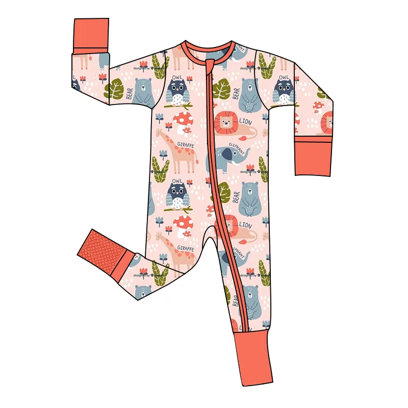 Tutina per neonato in bambù personalizzata con doppia cerniera pieghevole su pagliaccetti per neonati 0-24 mesi tuta per neonati vestiti per bambini