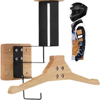 Porte-casques et vêtements de moto mural en bois, support de présentation pour chapeaux, crochets pour manteaux et cintres pour vêtements