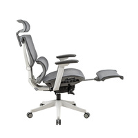 Chaise de bureau pivotante de luxe et confortable gris, dossier haut ergonomique en maille avec Support lombaire
