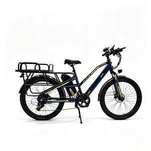 Vélo cargo électrique 48V, cadre en alliage d'aluminium, moteur roue arrière, double batterie lithium 15Ah+15Ah, frein à disque, vélo utilitaire 26 pouces - Product Image 2