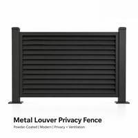 Panneau de clôture en métal thermolaqué à persiennes horizontales, écran d'intimité monté en surface pour jardin, terrasse et deck