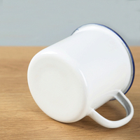Fournisseur de tasse à café vierge en métal blanc, design de logo personnalisé, congélateur réutilisable, incassable, en émail de voyage, pour impression par Sublimation
