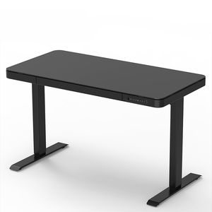 Dual Motor gehärtetes Glas Desktop Elektrisch Schwarz Büro tisch Höhen verstellbarer Sitz-Steh-Schreibtisch mit drahtlosen USB-Lades chu bladen - Product Image 1