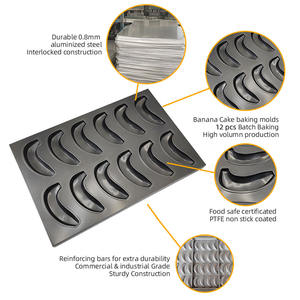 ถาดอบขนมคุณภาพสูง ปลอดภัยต่ออาหาร ไม่ติดกระทะ แบบมืออาชีพ 12 หลุม รูปทรง<span class=keywords><strong>กล้วย</strong></span> สำหรับ<span class=keywords><strong>เค้ก</strong></span> มัฟฟิน คัพเค้ก ใช้กับเตาอบอุตสาหกรรม - Product Image 2