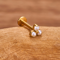 Anting-anting titanium ASTM F136 16G, anting-anting mutiara untuk tragus, helix, lobe, anting-anting labret, anting-anting bibir, anting-anting hidung, perhiasan tindik fesyen.