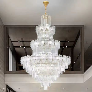 Grand lustre de luxe moderne à suspension européenne pour salon Lampe à suspendre en cristal pour hall d'hôtel Éclairage décoratif - Product Image 5