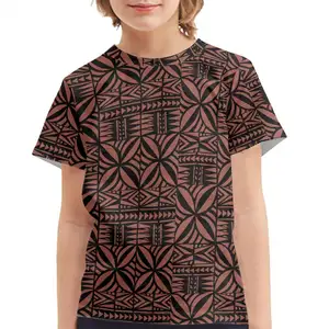 인쇄 주문형 Dropshipping 폴리네시아 사모아 키즈 의류 여름 소년 패션 T 셔츠 짧은 소매 여름 유행