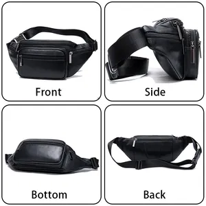 Outdoor Travel Luxury Leather Fanny Pack Men Women Hip Bum Bag Large Size 7 Pockets Waist Bag For Cycling Running