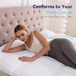 Alfombrilla de cama de plumas de ganso blanca ultra suave de 3 pulgadas personalizable 100% algodón orgánico Pillowtop tamaño completo antipolvo ácaros todas las estaciones - Product Image 2