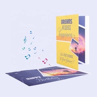 Vente en gros de cartes de voeux d'anniversaire musicales audio populaires de 30 secondes personnalisées avec lumière pour carte-cadeau