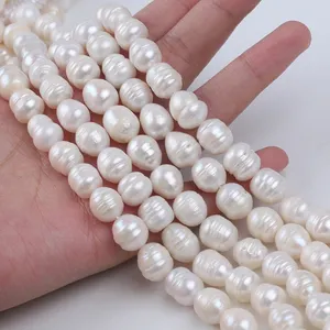 Zhuji Pearl Market 10-11mm Natural White Rice Shape Pearl For Make Pearl Necklace Jewelry