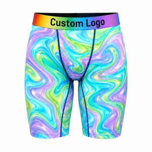 Culotte courte unisexe Queer WLW à motif marbré holographique, taille arc-<span class=keywords><strong>en</strong></span>-ciel, couture plate, respirante, logo personnalisé OEM, faible MOQ - Product Image 1