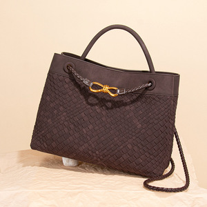 Nouveau sac bandoulière avec sangles, sac fourre-tout Carlos Fashion, cuir PU, tissé à la main, grande taille, hiver 2023, vert olive, marron - Product Image 4