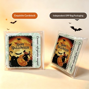 <span class=keywords><strong>Imanes</strong></span> de Cerámica para Refrigerador de Halloween, Diseño de Dibujos Animados, Impresión a Color, Estampado Retro, Calabaza, Casa Encantada, Pegatinas Magnéticas Festivas - Product Image 4