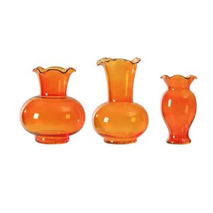 <span class=keywords><strong>Vaso</strong></span> in Vetro Ambrato Fatto a Mano con Bordo Ondulato, Stile Nordico, Arancione, per Decorazione Casa, Contenitore Idroponico Vintage con Bordo Smerlato - Product Image 1