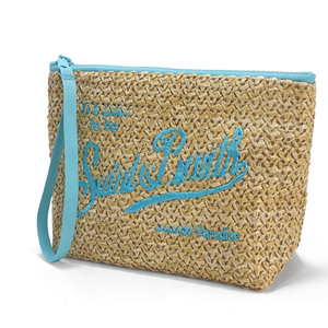 Borsa per il Trucco in Paglia a Righe alla Moda, Grande Capacità con Cerniera, per Viaggi Estivi in Spiaggia, Organizer per Cosmetici - Product Image 2