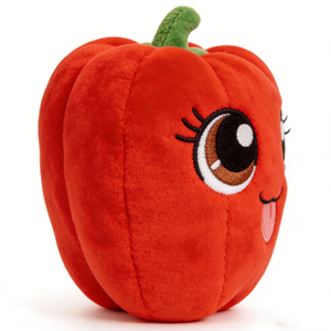 Customized <b>Small</b> soft red vegetable plush pillow home decor, Adorable big eyelash <b>bell</b> pepper plush for toddler present - Product Image 4