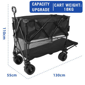 Chariot de camping pliable à double étage avec poignée réglable, grande roue, poche latérale sur le hayon, sport, extérieur - Product Image 5