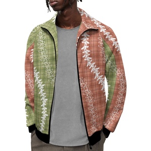 Dropshipping vestiti a basso prezzo basso Moq squisita e resistente Hawaii Palaka giacca felpa Raglan collo alto da uomo - Product Image 2