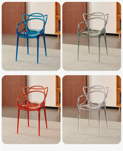 Chaise de salle à manger transparente en plastique pour usage domestique, banc avec dossier en cristal, chaise tendance Instagram, chaise en acrylique - Product Image 5