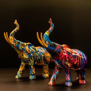 ของประดับรูปช้างทำจากเรซิ่นตั้งโต๊ะสีสันสดใสสำหรับตกแต่งสำนักงานในร่มงานฝีมือที่ไม่เหมือนใคร - Product Image 6