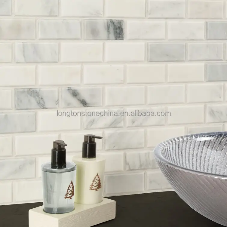 2 "x 4" özelleştirilmiş çip boyutu doğal Carrara mermer tuğla ortak banyo mutfak Backsplash mozaik fayans duvar Carrara kiremit