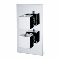 Robinet de douche thermostatique encastré carré à double poignée MK503 en laiton chromé à montage mural, idéal pour appartement