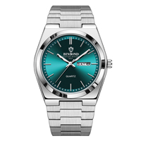 Jam Tangan Pria BINBOND Stainless Steel Kalender Ganda Tahan Air Quartz Bisnis Bercahaya Klasik (WA097)