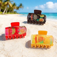 Hete Aanbieding Hoge Kwaliteit Dames Hawaiiaanse Fruit Sapblik Haar Klauw Clip Creatieve Drinkblik Vorm Haarclip voor Zomer Groothandel